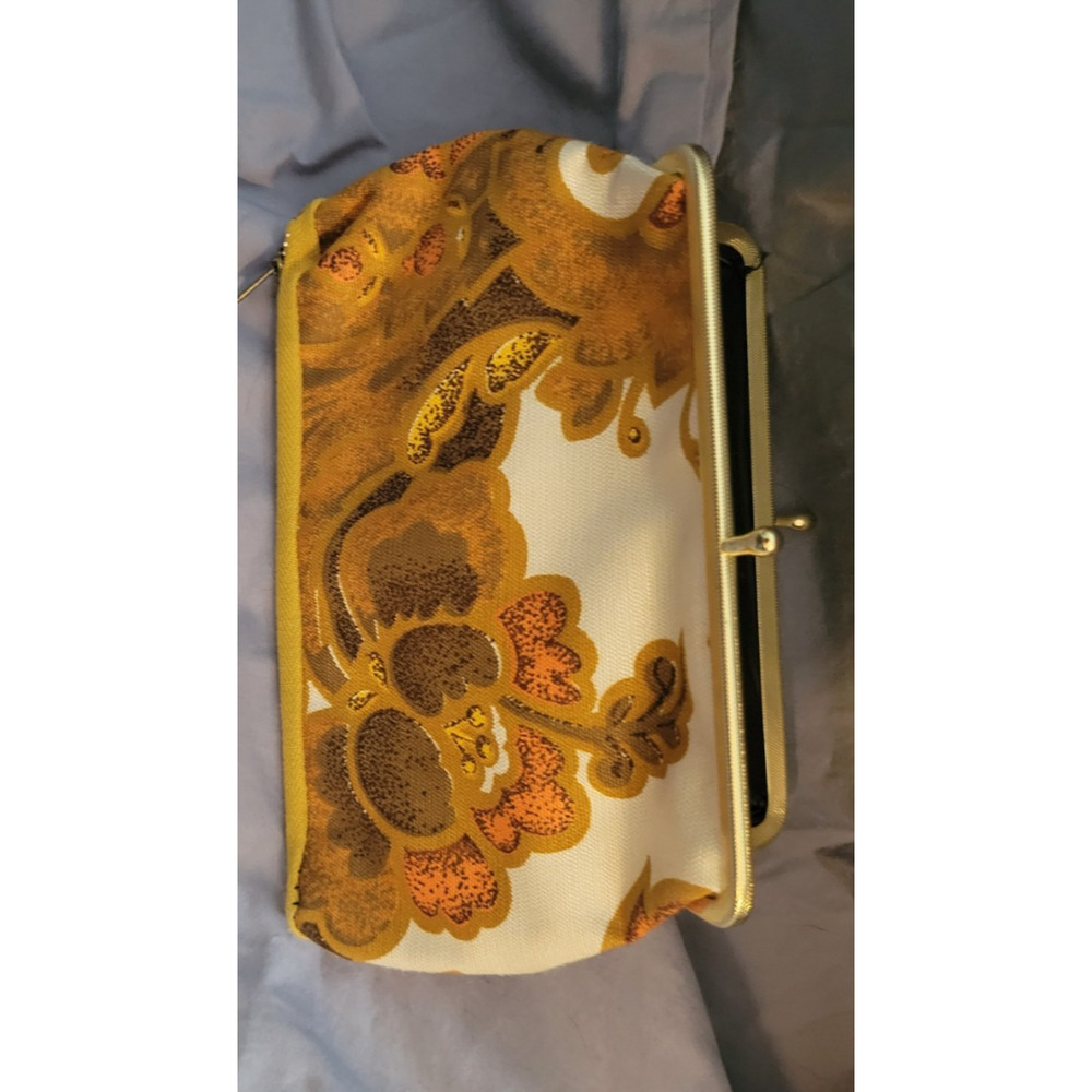 Vintage 1960's Fold over Mod Purse/Tote with Bakelite Handles with small purse - Picture 10 of 12